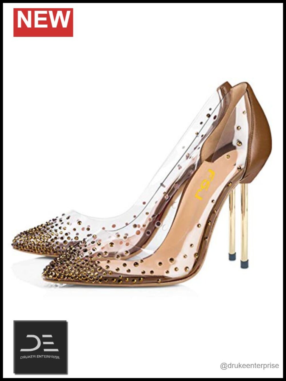 Studded Pointed Toe Transparent Pumps High Heels Shoes Cute Bowknot